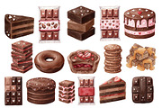 Watercolor Chocolate Dessert Clipart, a Food Illustration by Stellalunarts (Thumbnail 14 of 14)