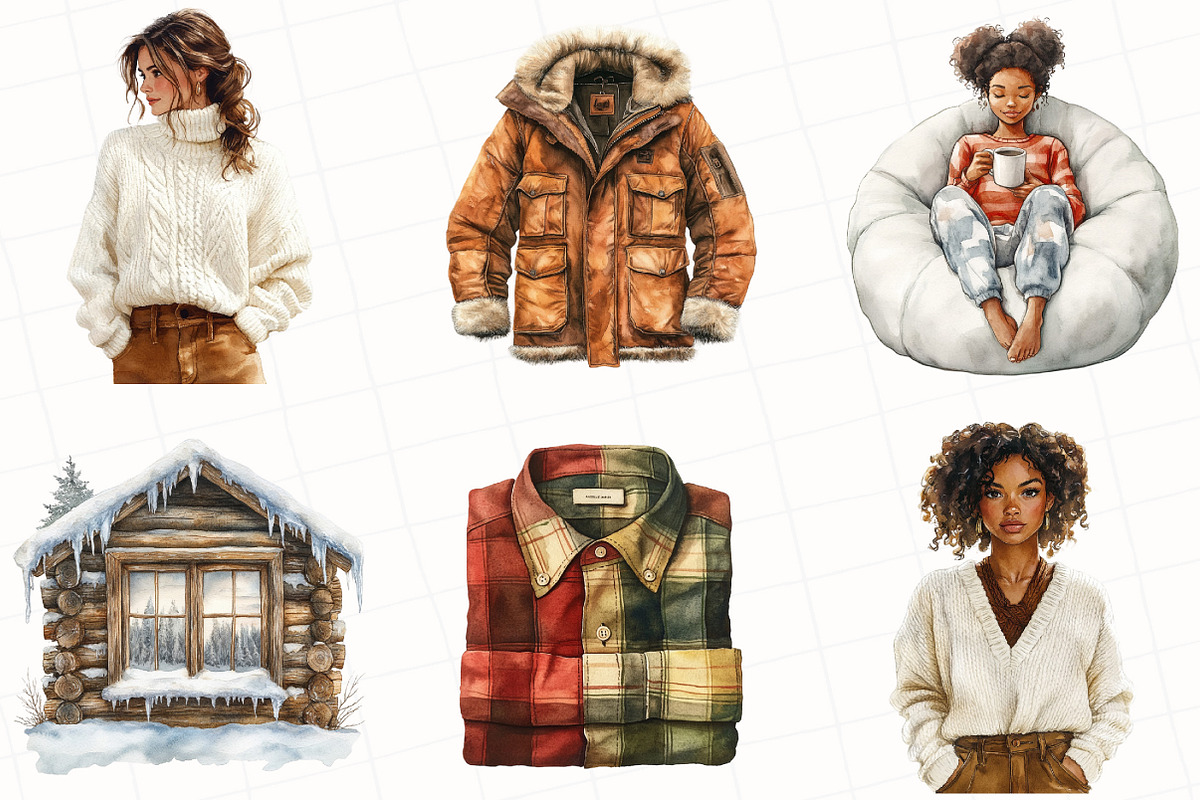 Christmas Winter Cabin Clipart, an Illustration by OK Design (Photo 2 of 5)