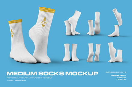 7 Mockups Socks in the 3D Style, a Bottom Mockup by DECEMBER.DSGN