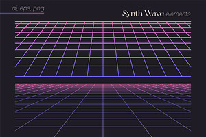 SYNTHWAVE 80s, 90s Retrowave Vector