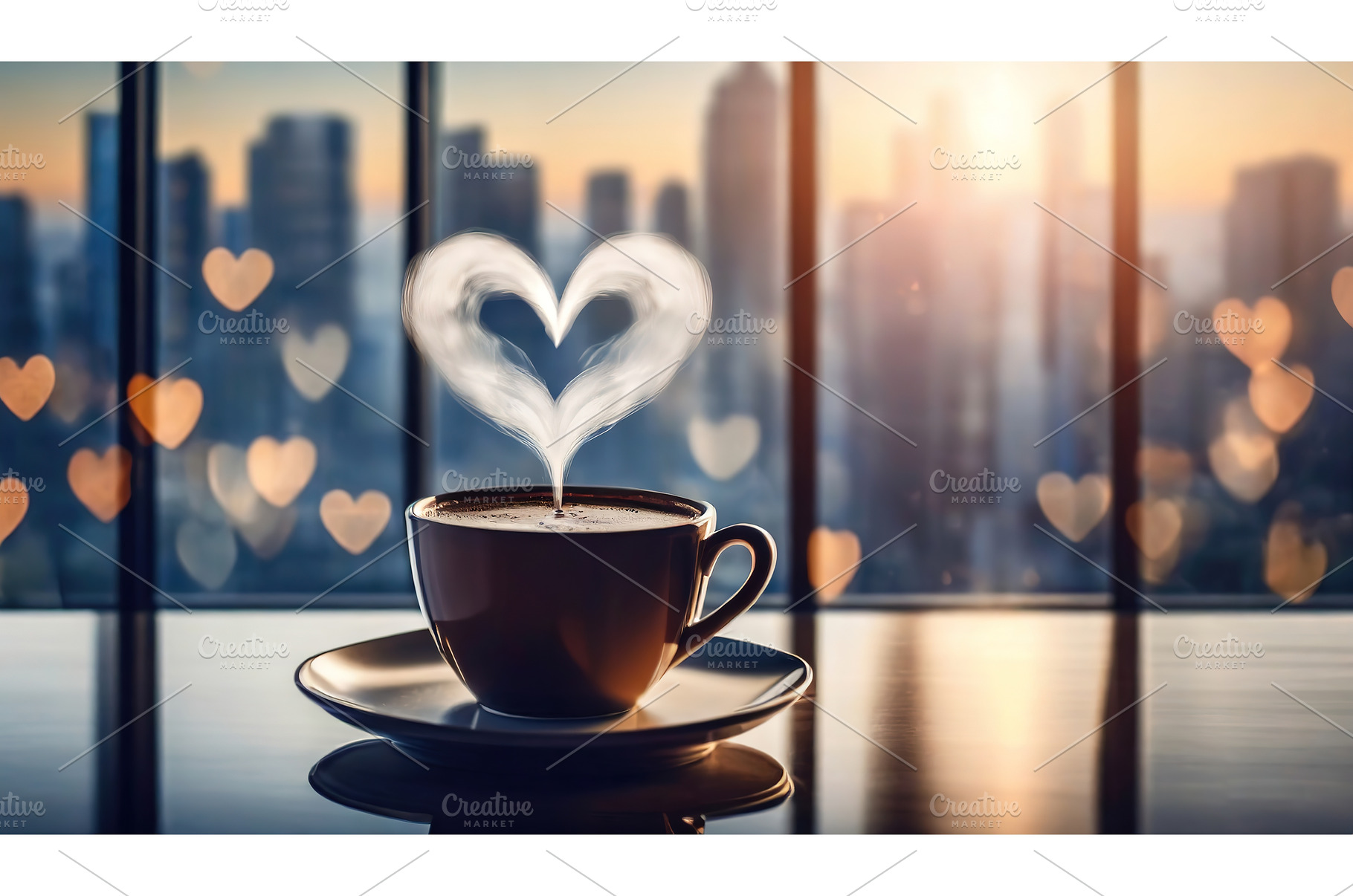 Coffee cup with heart-shaped steam, a Food & Drink Photo by Igor Tichonow