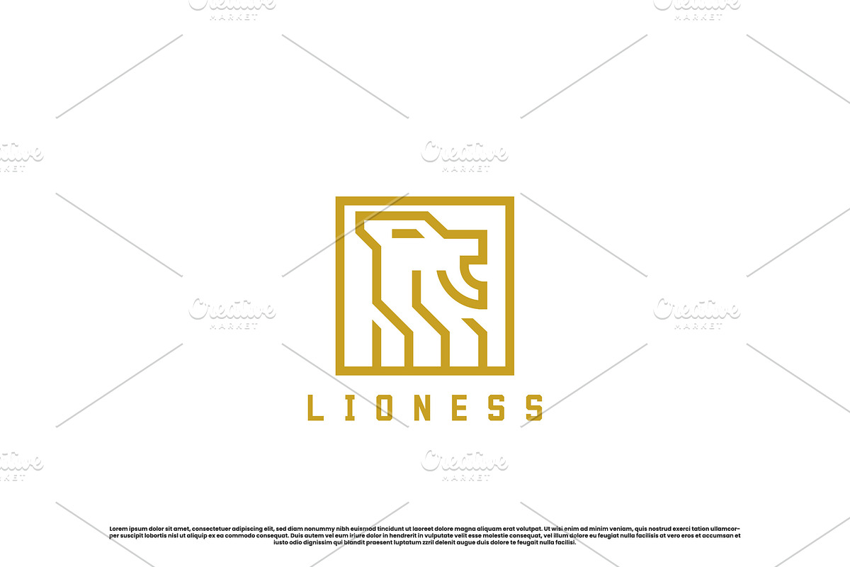 Lion Square Frame Logo Design Icon, a Branding & Logo Template by Morvana Crew