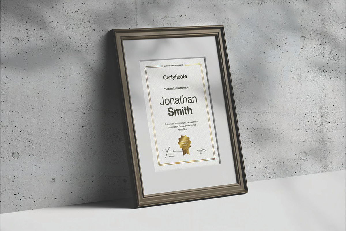 A4 Passe-partout Certificate Mockup, an Advertising Mockup by DesignRushMarket (Photo 5 of 13)