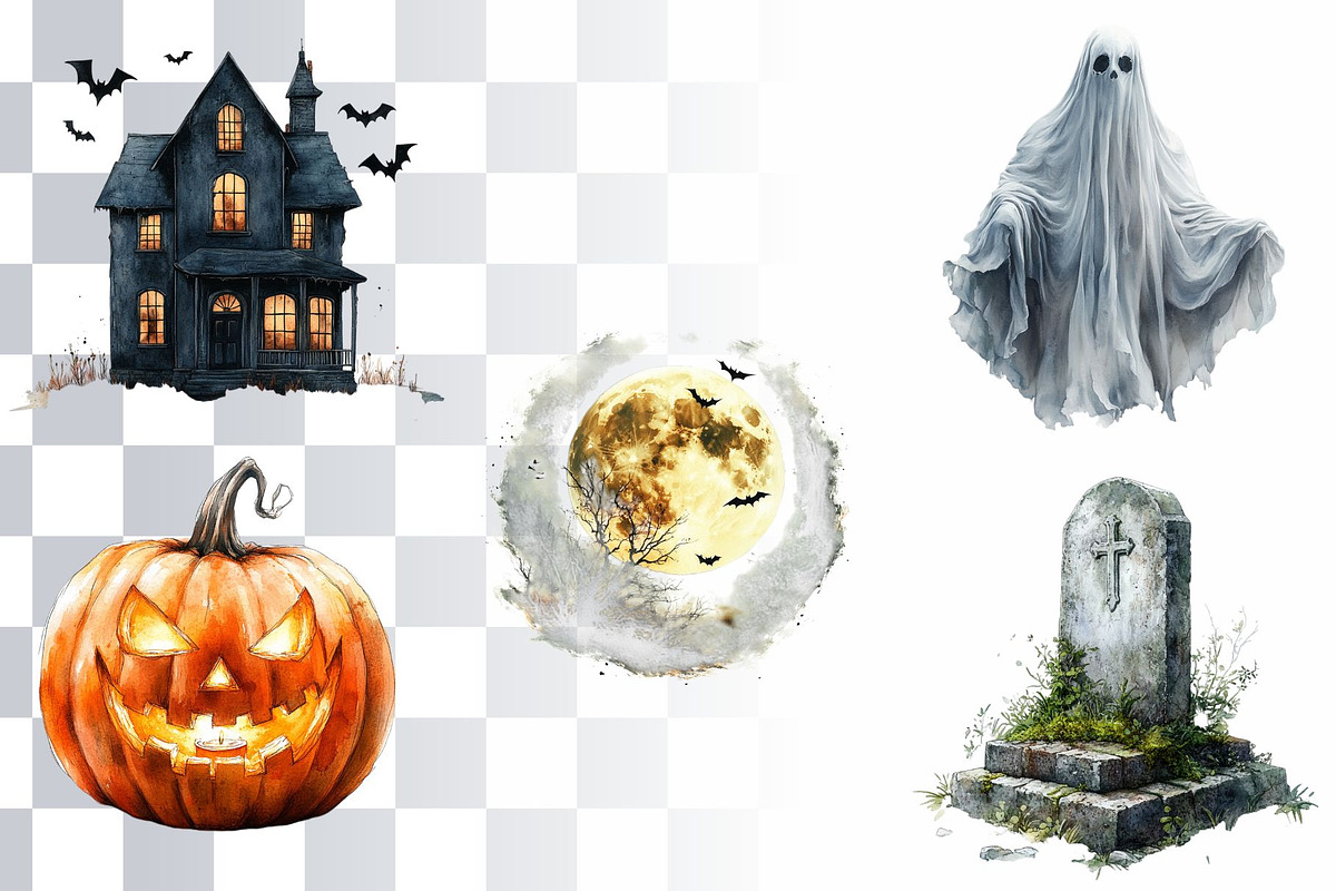 16 Halloween Watercolor Illustration, a Seasonal Illustration by Loony Dream Designs (Photo 3 of 5)