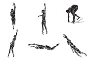 Swimmers swimming set, a Healthcare Illustration by Kluva's Wavy Silhouettes (Thumbnail 2 of 2)