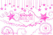 Watercolor Twinkle Stars in Pink, an Object Illustration by ClipartBrat Graphics (Thumbnail 1 of 5)