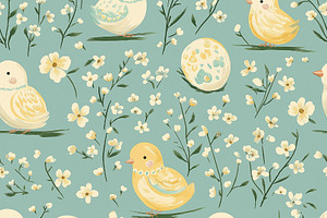 Seamless pattern repeat design, birds floral botanical for wallp, a Pattern Graphic by Studio ANNA