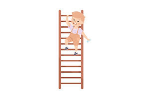 Cute Little Boy Climbing Ladder