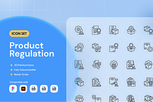 Product Regulation Icon Set, an Outline Icon by Nathaya Studio