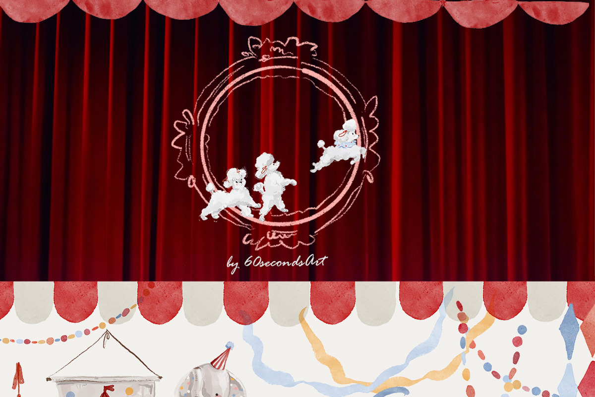 Whimsical Watercolor Circus clipart, a Decorative Illustration by 60secondsArt (Photo 8 of 10)