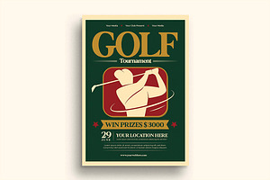 Green Retro Golf Tournament Flyer, a Flyer Template by megarez