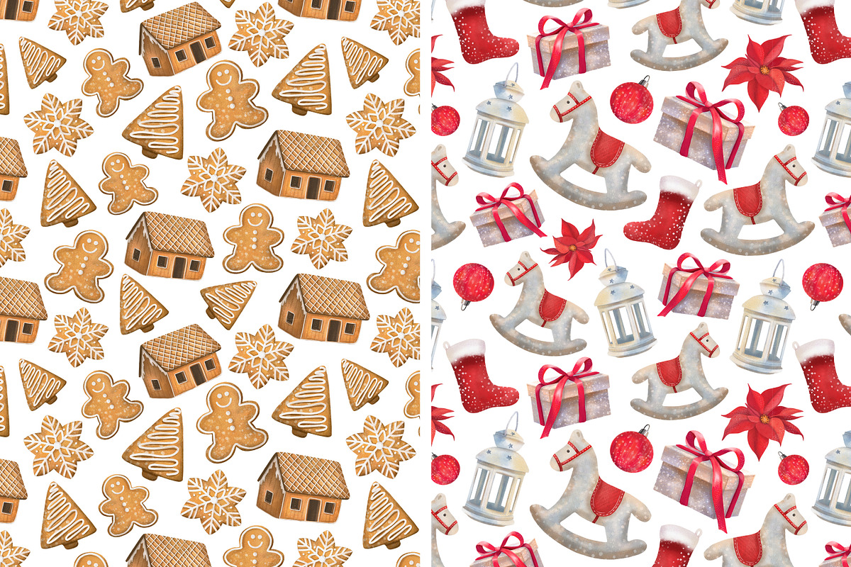 Merry Christmas. Cliparts+Patterns., a Food Illustration by OlyaGutArt (Photo 6 of 7)
