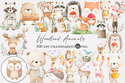Watercolor Woodland Animals Clipart, an Illustration by Designworld (Thumbnail 1 of 5)