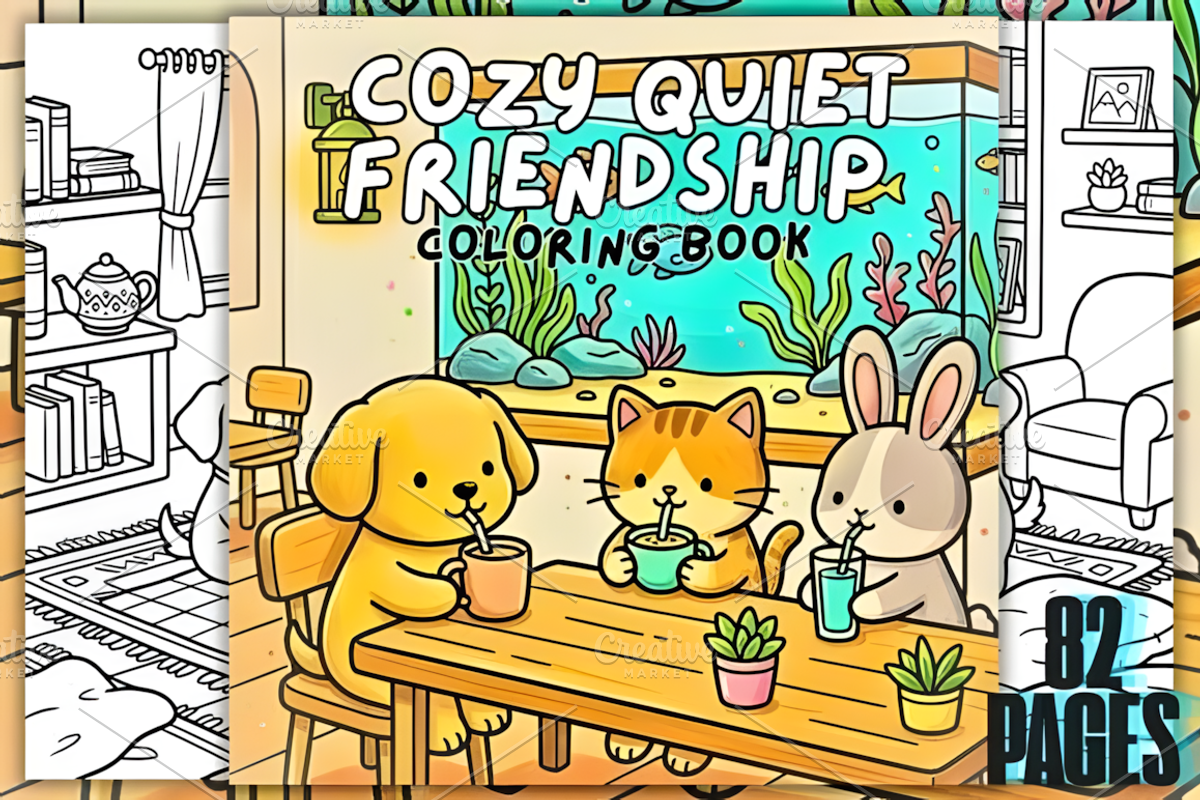 Cozy Quiet Friendship Coloring Book, an Animal Illustration by Design Station (Photo 1 of 3)