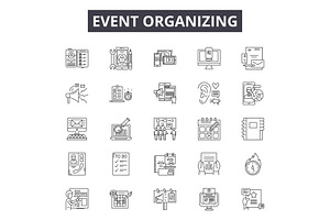 Event Organizing Line Icons, Signs