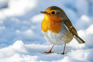 Bird standing in winter snow, a Photo by Pavel_design