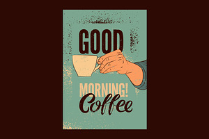 Coffee Typographic Vintage Poster.