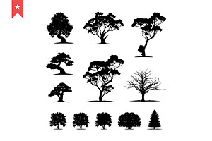 Set of Tree Silhouette illustration