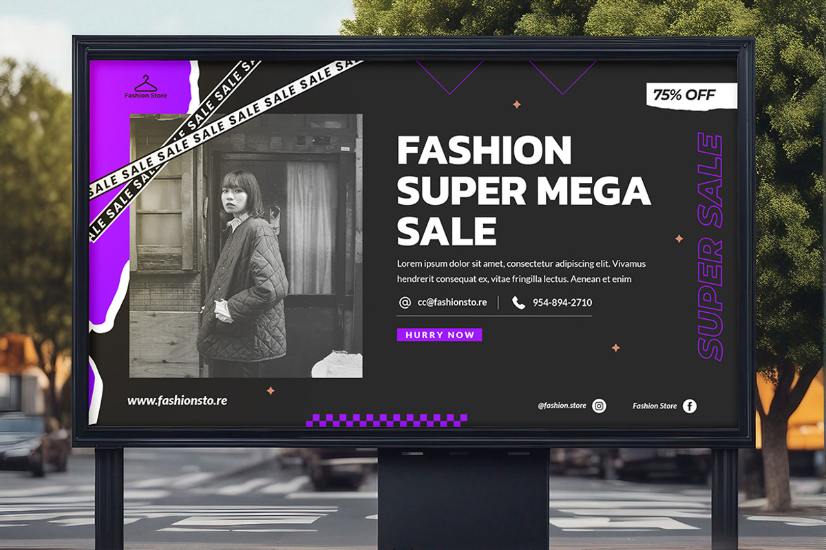 Billboard Mockup on a City Street, an Advertising Mockup by 3djagan (Photo 2 of 4)