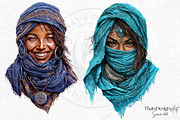 Berber Tuareg Woman clipart Set, a Person Illustration by ThatsDesignArt (Thumbnail 10 of 10)