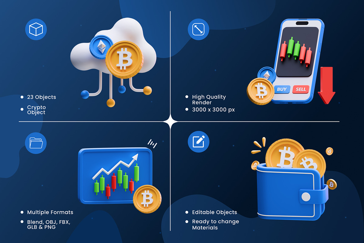 Cryptocurrency 3D Icons, an Object 3D Model by Azam Creative (Photo 2 of 5)