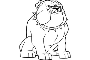 Grumpy Bulldog Cartoon Character, an Illustration by HitToon