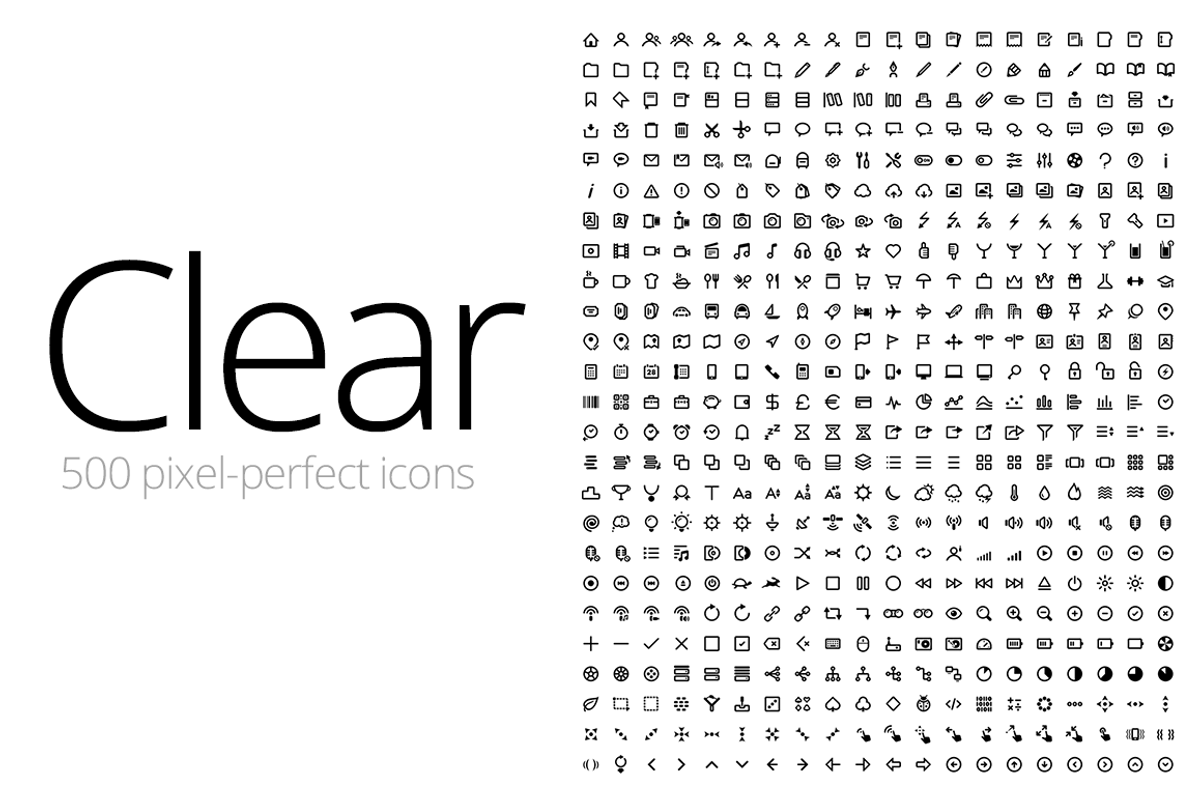 Clear Icons - Thick (500 Icons), an Outline Icon by Radesign (Photo 1 of 3)