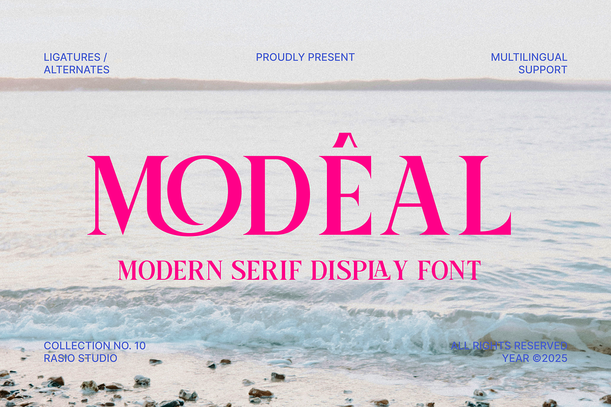 Modeal Modern Serif Display Font, a Serif Font by Rasio Studio (Photo 1 of 7)