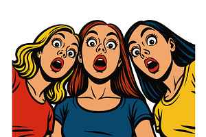 Surprised Women in Retro Pop Art, a Person Illustration by AlexArt