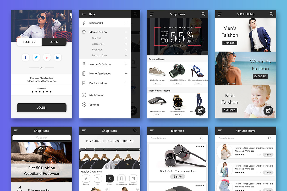 eCommerce Mobile App Design, an UI Kit Template by App Innovation (Photo 4 of 7)