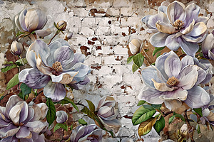 Purple magnolia flowers wallpaper, an Illustration by Liubovi Samoilova SHOP