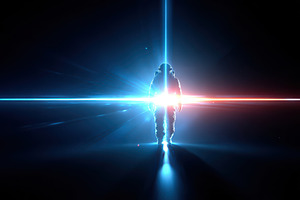 Silhouette by contrasting light beams, an Abstract Photo by AlyaAnd