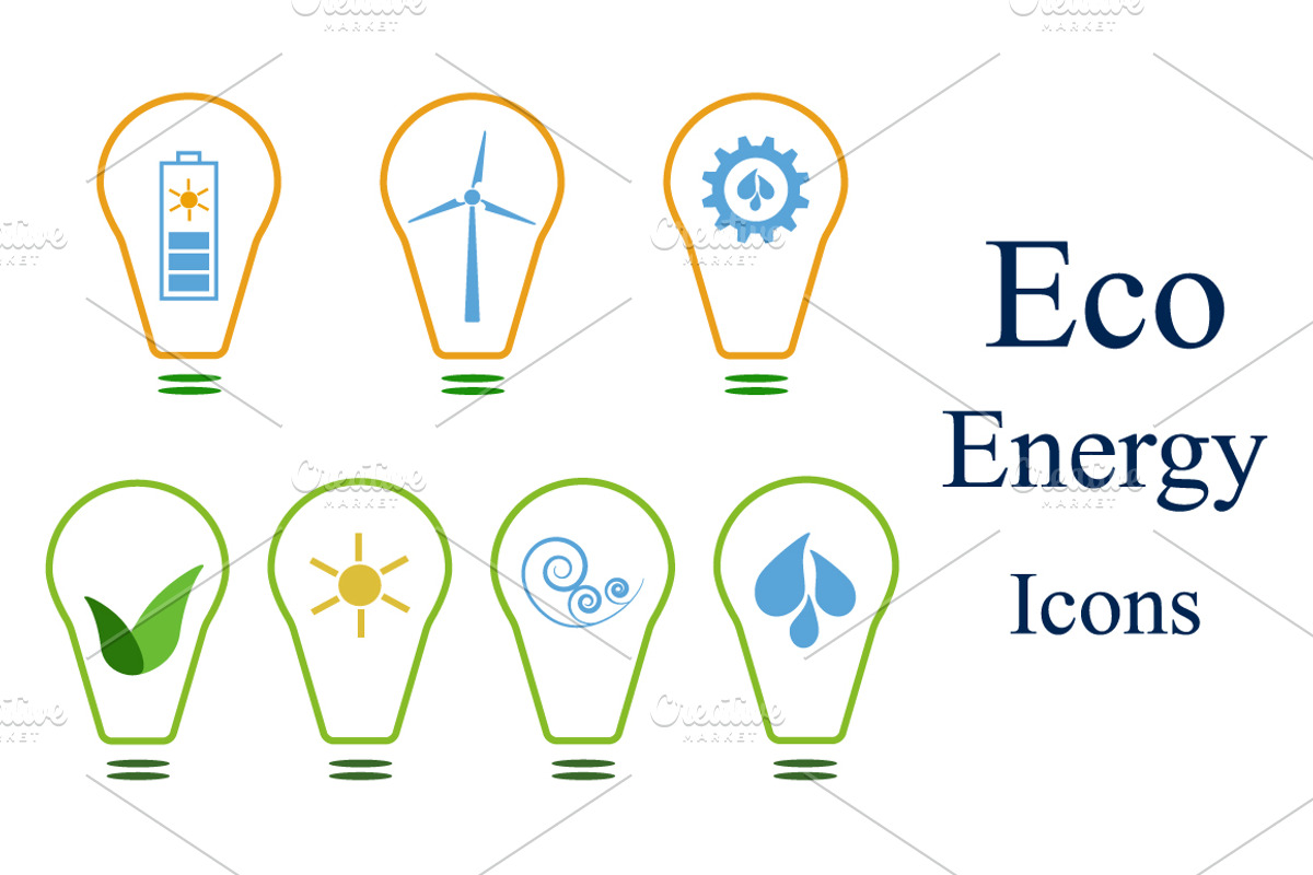 Set of eco energy icons (logos), a Graphic by rinika
