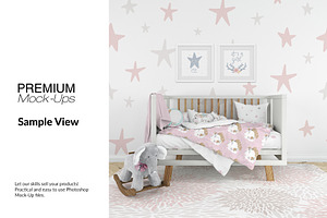 Nursery Crib Frame & Wall Set