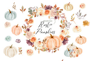 Mint Orange & White Pumpkin Clipart