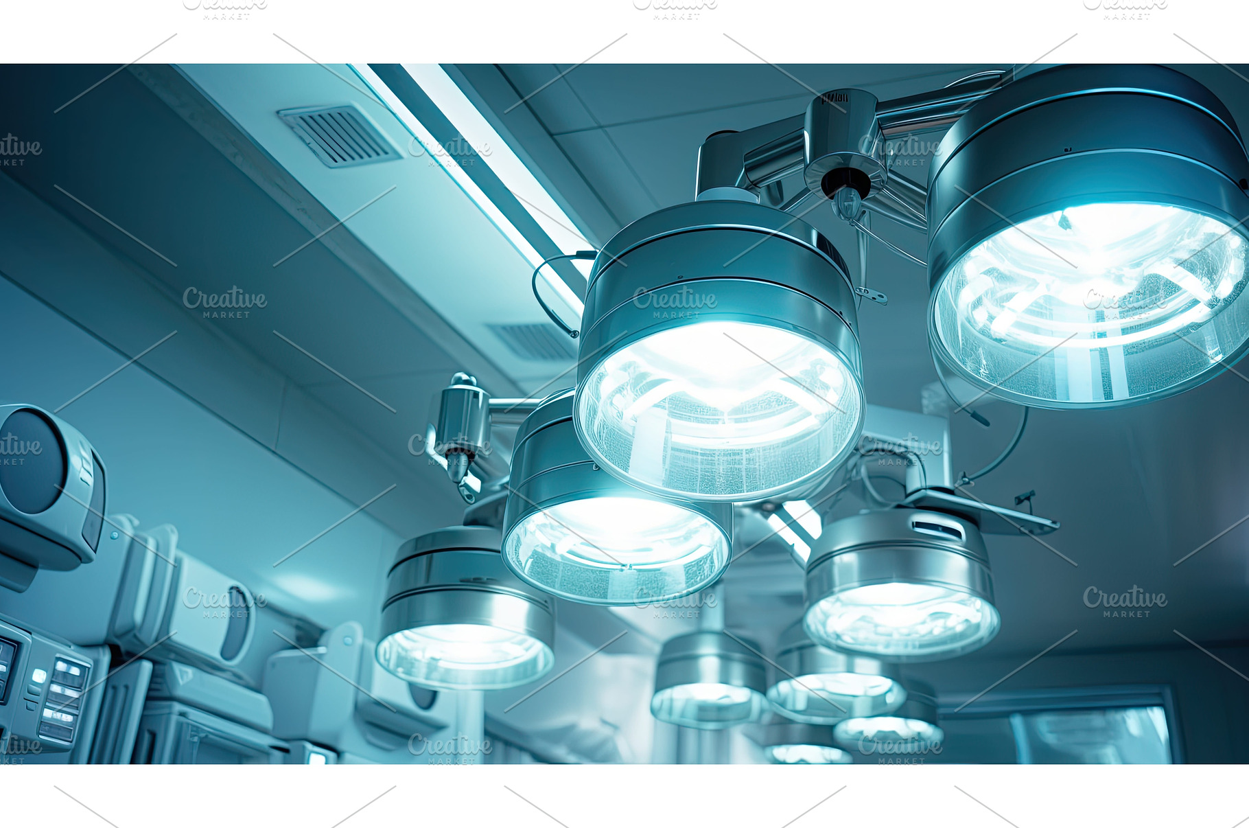 hospital surgical lights ai, a Health & Medical Photo by pikepicture