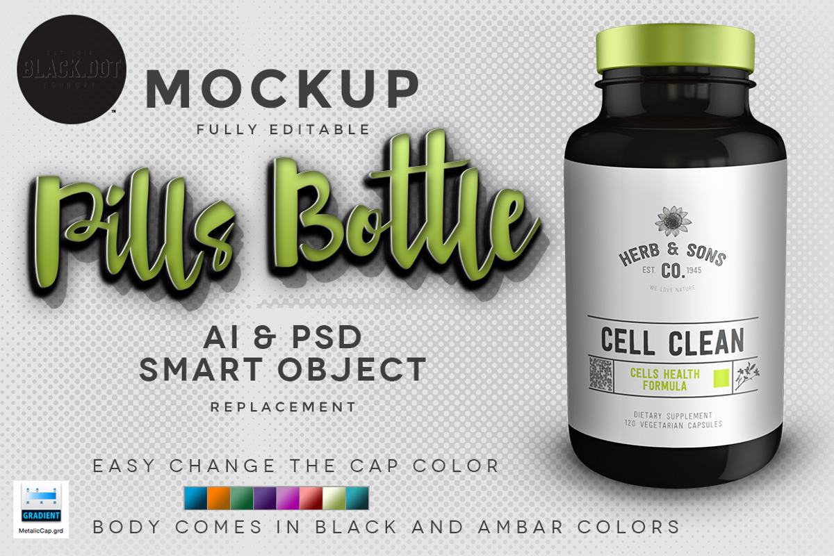 Realistic Pills Bottle V2, a Product Mockup by Black.dot™ (Photo 1 of 5)