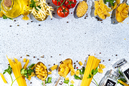 Various dried pasta set, a Food & Drink Photo by Rimma