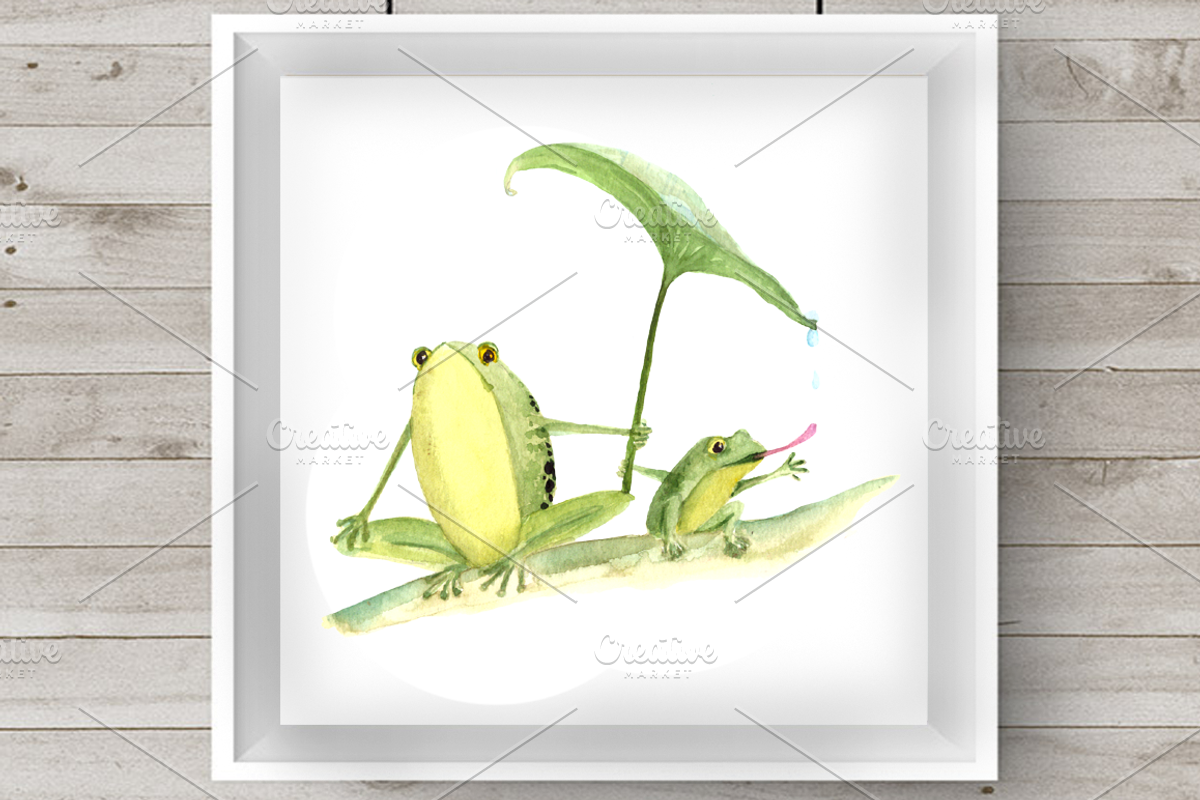 Watercolor Mother & Baby - Frogs, an Animal Illustration by Tati Bordiu (Photo 1 of 3)