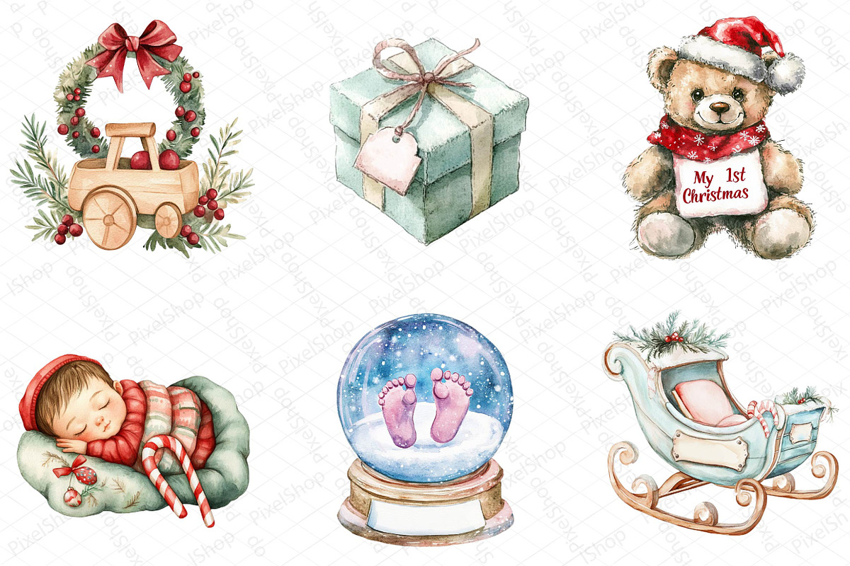 Babys 1st Christmas Clipart Sublimat, an Illustration by DreamPrint404 (Photo 3 of 5)