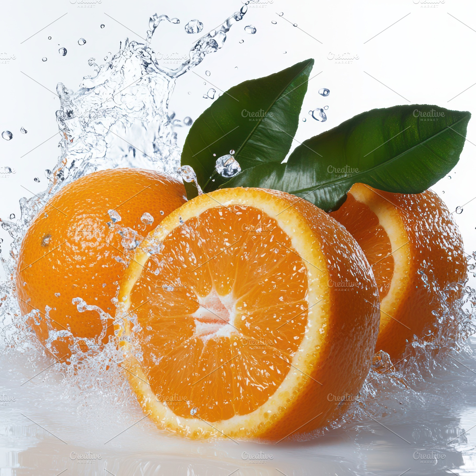 Fresh delicious orange slice with wa, a Health & Medical Photo by Pixeness Studio