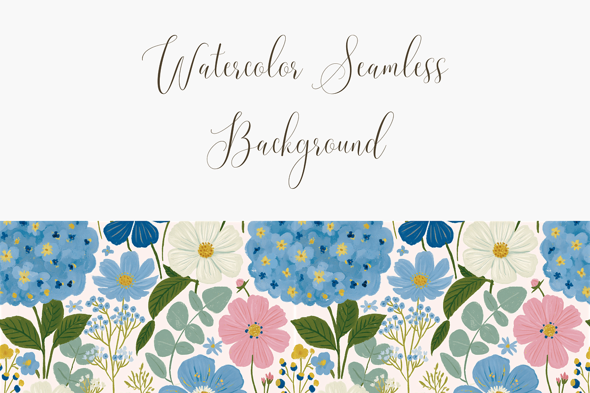Soft Blue and Pink Floral Seamless, a Pattern Graphic by Pati Charm Studio (Photo 3 of 6)