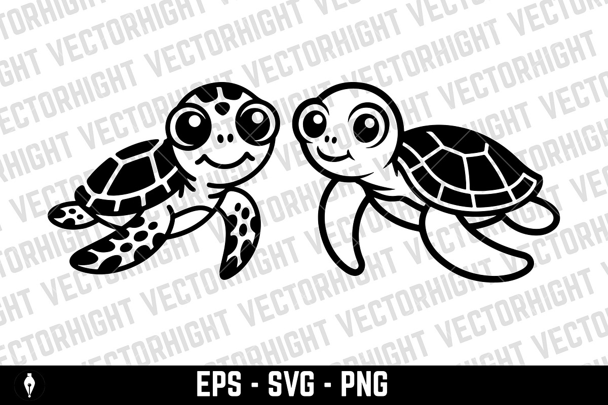 Cute friendly baby sea turtle, an Animal Illustration by Vectorhight (Photo 2 of 3)