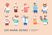 Cute, funny animal doctors set, an Animal Illustration by Good Studio (Thumbnail 1 of 8)