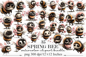 Whimsical Spring Bee Clipart PNG, an Illustration by Designking