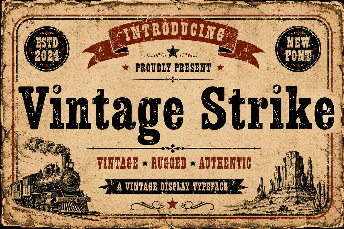 Vintage Strike, a Slab Serif Font by Wow Magic (Photo 1 of 5)