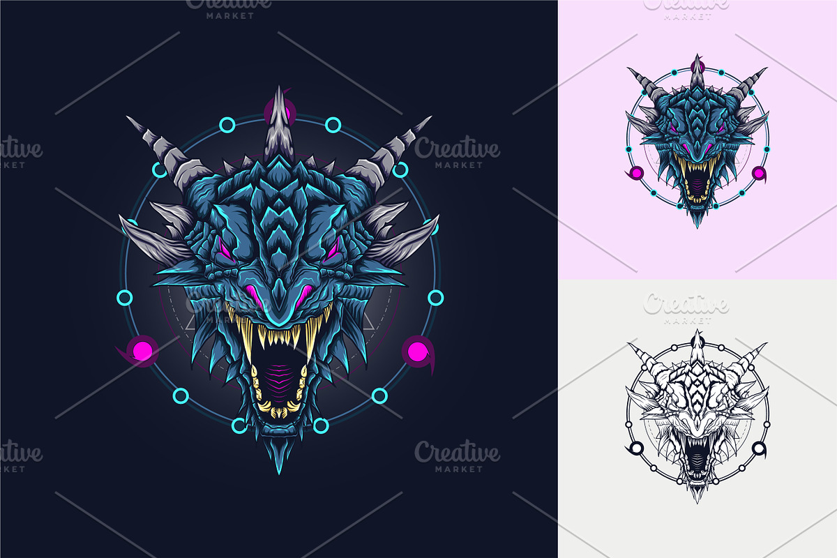 The dragon head as an e-sport logo, a Graphic by agora