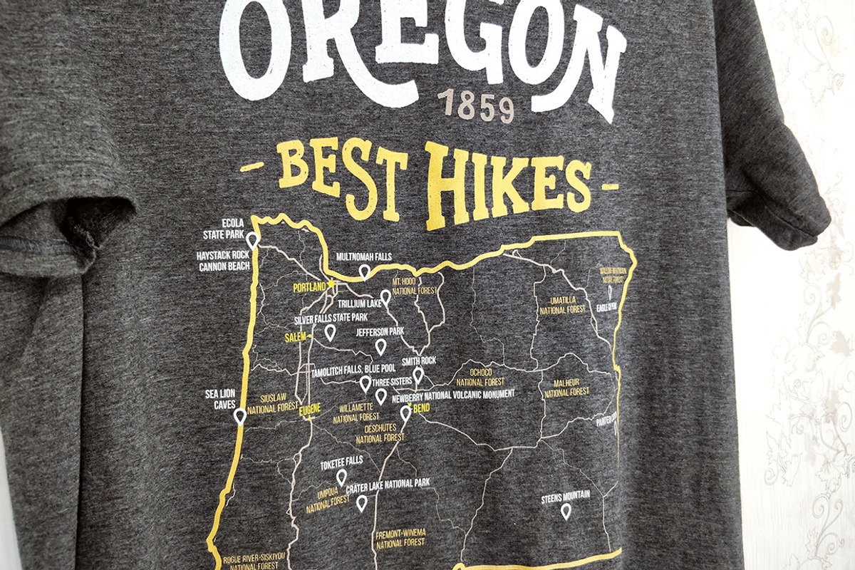 Oregon National Parks Map Tee Print, an Object Graphic by Paul Lesser (Photo 5 of 5)