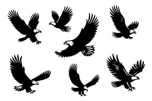 Flying Eagle Vector Silhouette