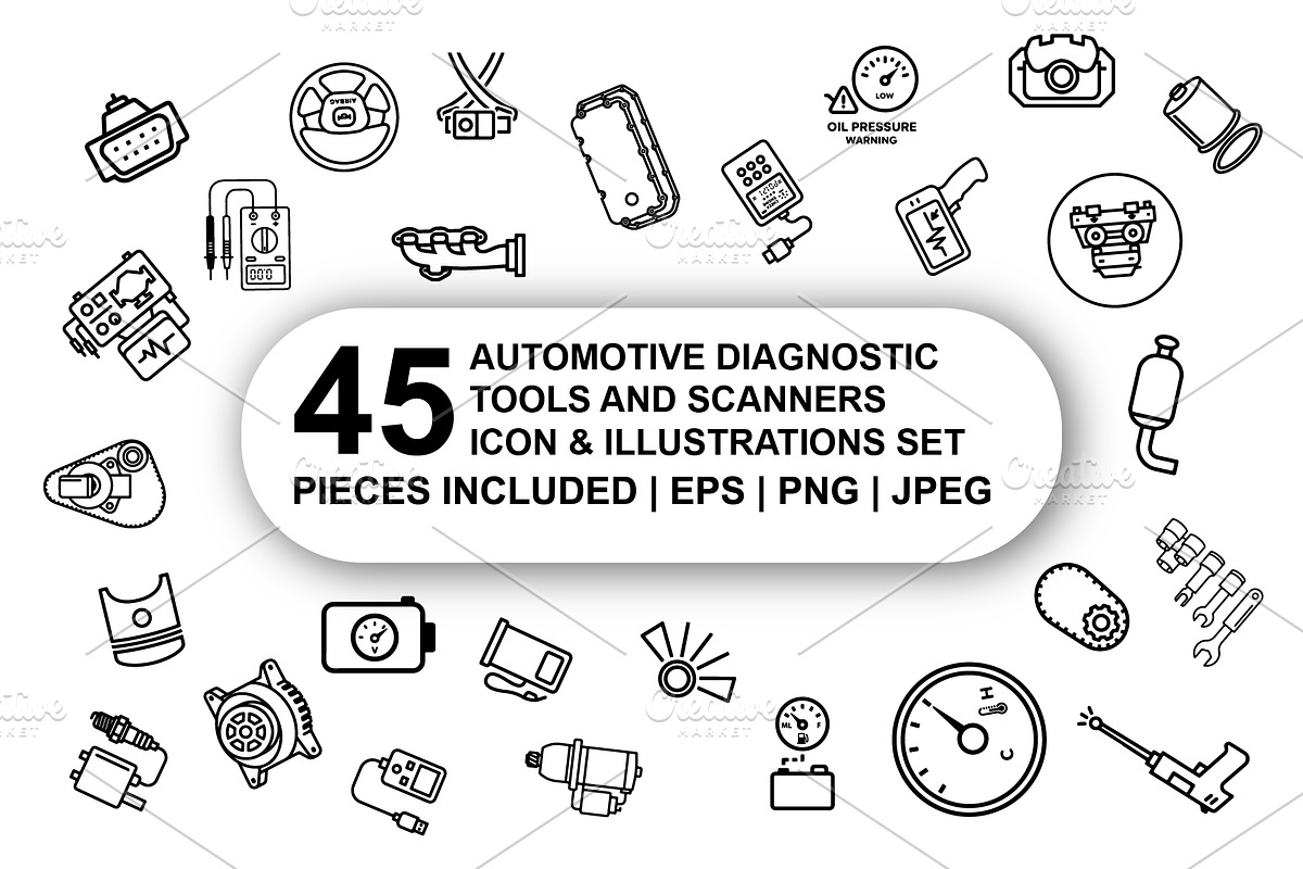 Automotive diagnostic tools Icon Set, an Outline Icon by Nurlan's shop (Photo 1 of 6)